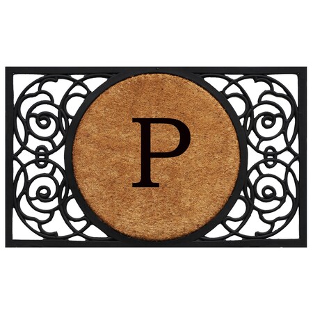Calloway Mills Monogram Door Mat, Natural, Black, 22 in W x 36 in L 180032236P